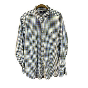 Vineyard Vines Button Up Oxford Shirt Blue and Gray Plaid Size XL Slim Fit
